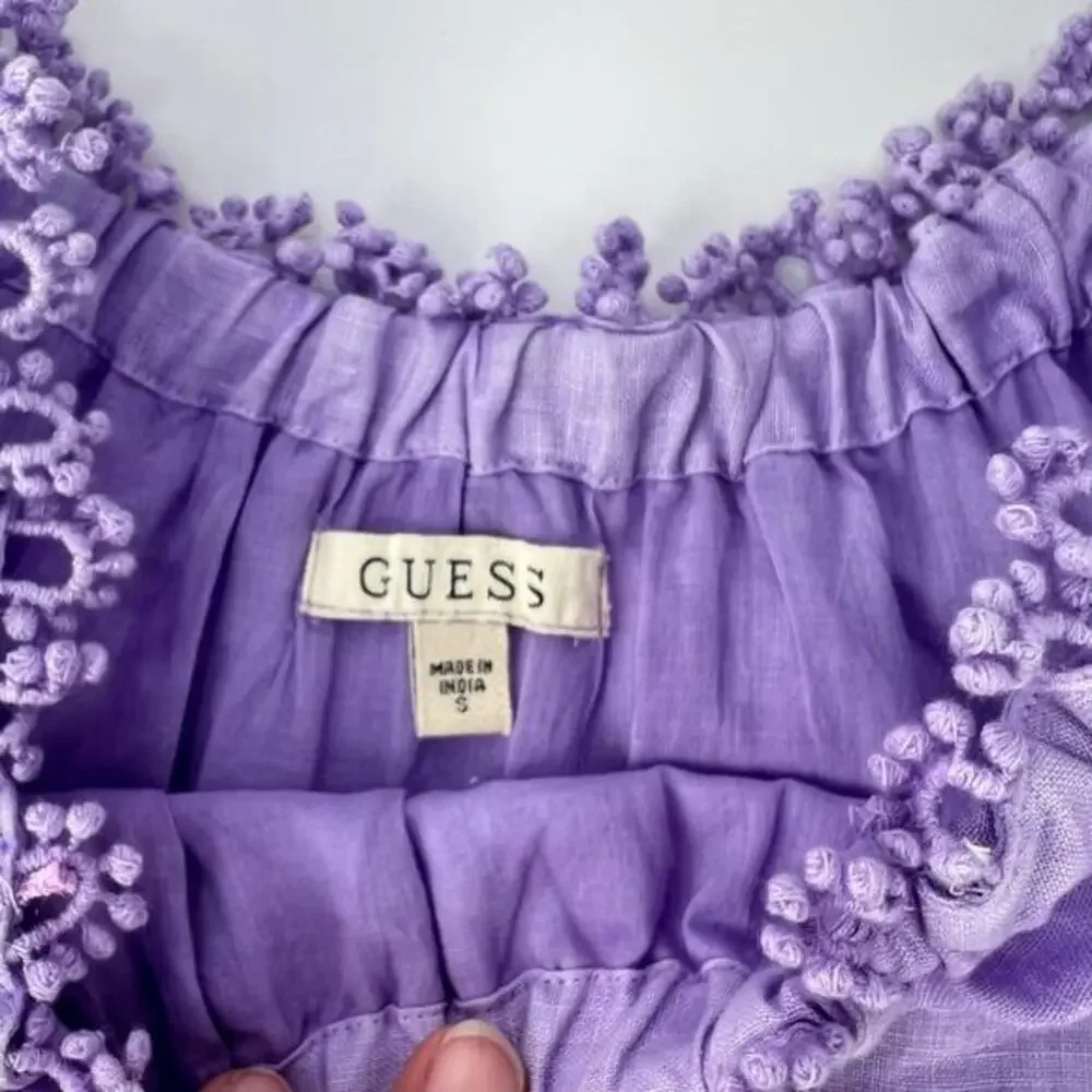 Guess Womens S Mini Dress Lavender Linen Eyelet Embroidered Romantic‎ Fairy